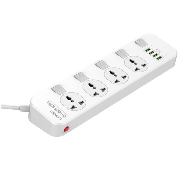 چند راهی برق و شارژر الدینیو LDNIO SC4408 Defender Series Power Strip EU دارای 4 پورت USB